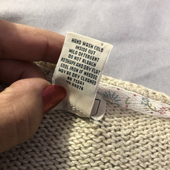 Vintage Women's LL Bean Linen Knit Cardigan Shell Buttons Women’s Size Large - Picture 3 of 9